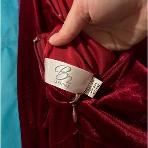 Full length burgundy bridesmaid dress